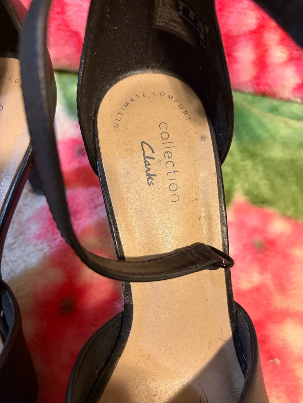 Clarks Black Leather Crisscross Ankle-Strap Heels - Picture 2 of 9